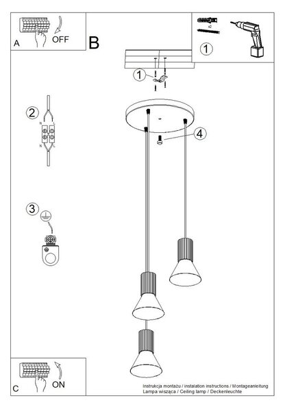 Lampadario verde in metallo ø 30 cm Niru – Sollux