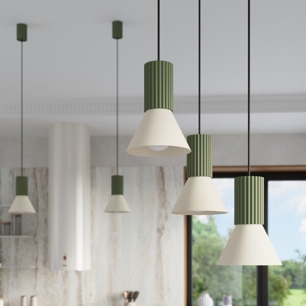 Lampadario verde in metallo ø 30 cm Niru – Sollux