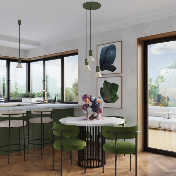 Lampadario verde in metallo ø 30 cm Niru – Sollux