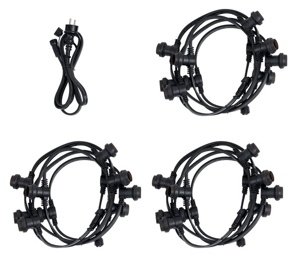 Catena luminosa collegabile nera con spina 14m incl. E27 P45 30 luci IP64 - Lubber
