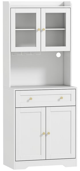 HOMCOM Armadio da cucina con piano di lavoro e portabicchieri, 170 cm, bianco | Aosom Italy