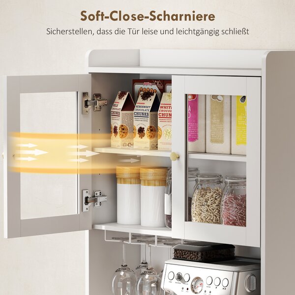 HOMCOM Armadio da cucina con piano di lavoro e portabicchieri, 170 cm, bianco | Aosom Italy