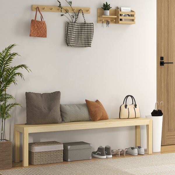 HOMCOM Panca 3 posti in legno di pino, 175x33x45 cm, portata 330 kg | Aosom Italy