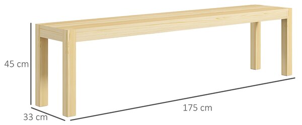 HOMCOM Panca 3 posti in legno di pino, 175x33x45 cm, portata 330 kg | Aosom Italy