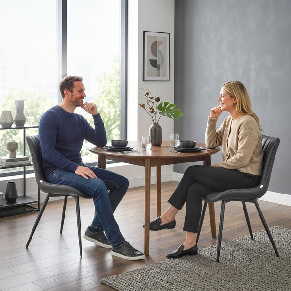HOMCOM Set 2 sedie da pranzo con finitura capitonné, nero | Aosom Italy