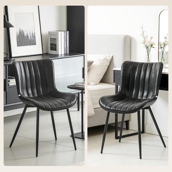 HOMCOM Set 2 sedie da pranzo con finitura capitonné, nero | Aosom Italy