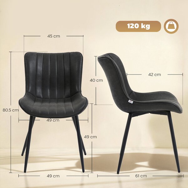 HOMCOM Set 2 sedie da pranzo con finitura capitonné, nero | Aosom Italy