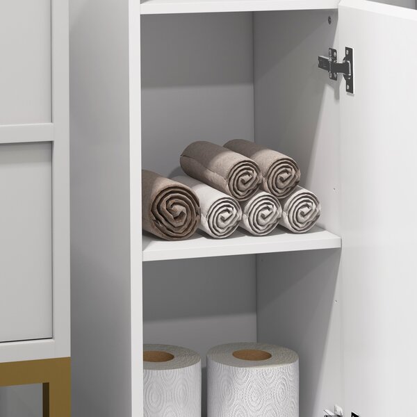 Kleankin Armadio da bagno salvaspazio con ante e ripiani regolabili, 30x30x81,5 cm, bianco | Aosom Italy