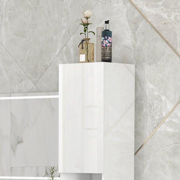 Kleankin Armadio da bagno salvaspazio con ante e ripiani regolabili, 30x30x81,5 cm, bianco | Aosom Italy