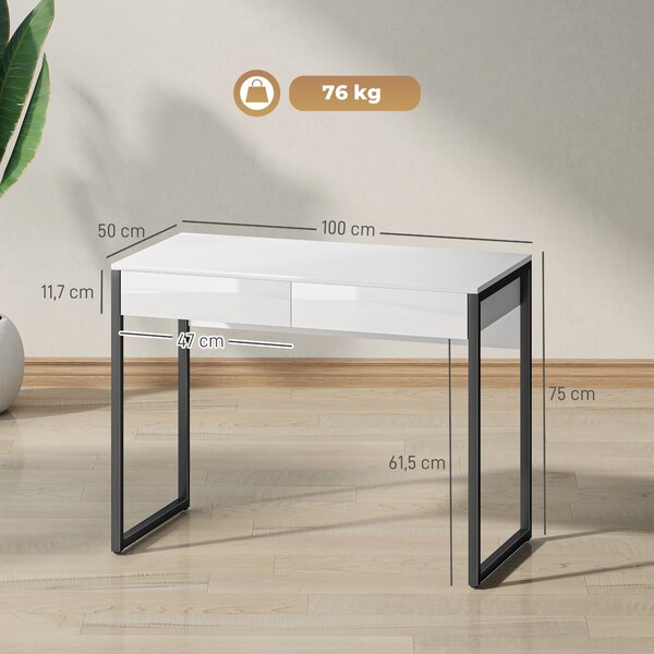HOMCOM Scrivania per computer con 2 cassetti, 100x50 cm, nero | Aosom Italy