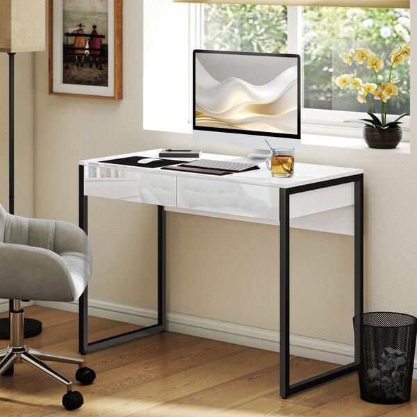 HOMCOM Scrivania per computer con 2 cassetti, 100x50 cm, nero | Aosom Italy