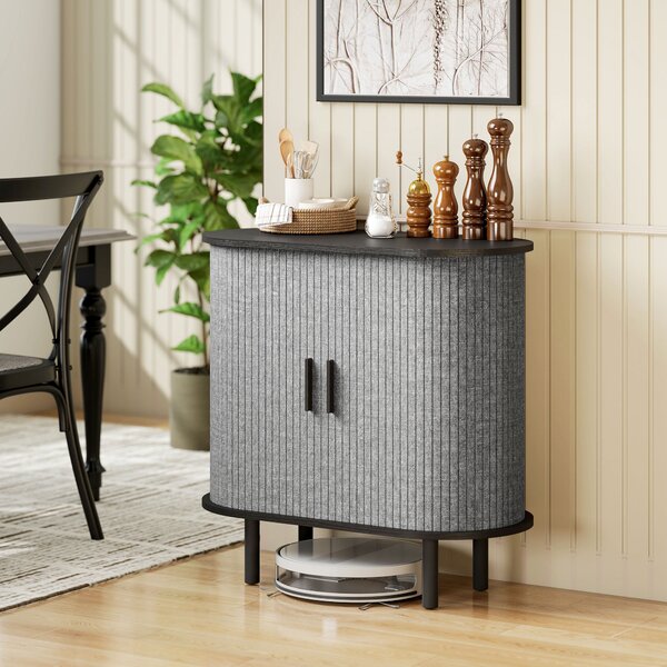 HOMCOM Madia ovale con 2 ante scorrevoli e 2 scomparti, 80x40x78 cm, grigio | Aosom Italy