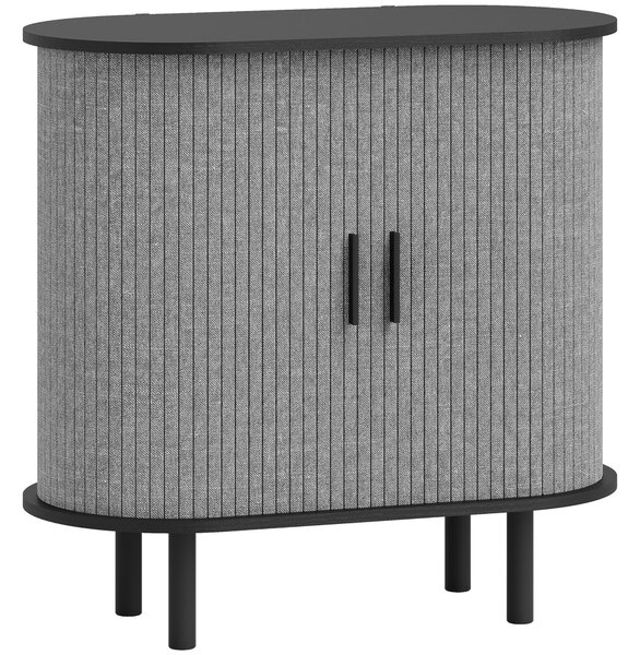 HOMCOM Madia ovale con 2 ante scorrevoli e 2 scomparti, 80x40x78 cm, grigio | Aosom Italy