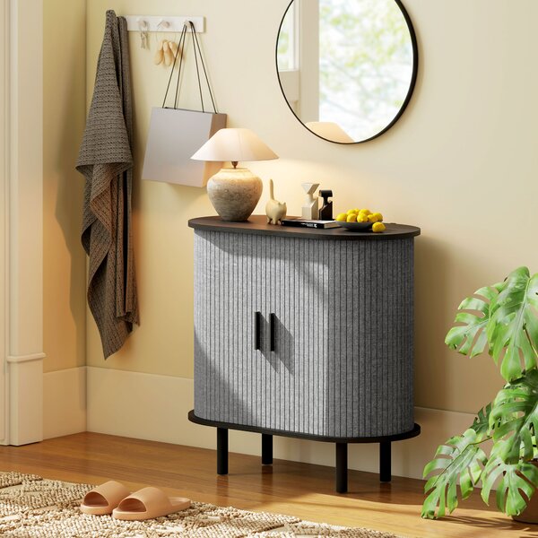 HOMCOM Madia ovale con 2 ante scorrevoli e 2 scomparti, 80x40x78 cm, grigio | Aosom Italy