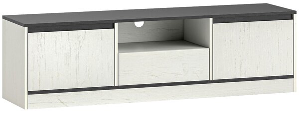 HOMCOM Mobile TV con 2 armadi, ripiano e cassetto, 140x35x40 cm, nero e bianco | Aosom Italy
