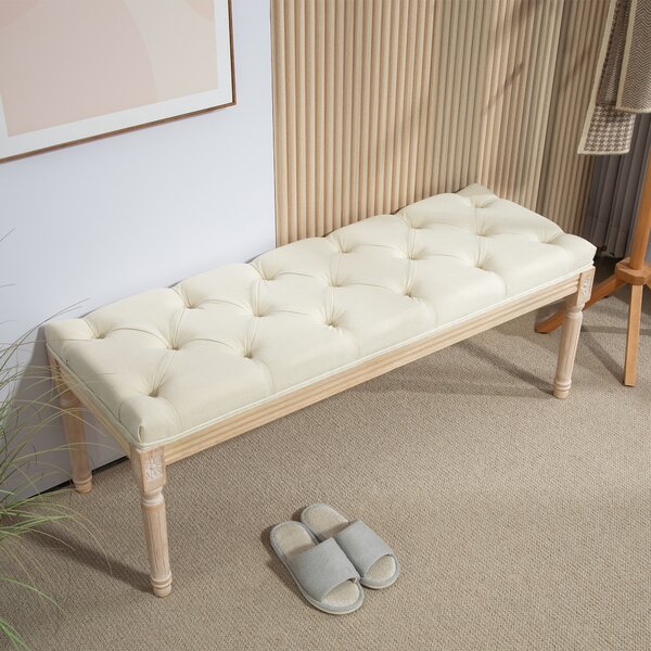 HOMCOM Panca fondo letto capitonné imbottita 115 cm, crema | Aosom Italy