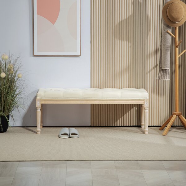 HOMCOM Panca fondo letto capitonné imbottita 115 cm, crema | Aosom Italy