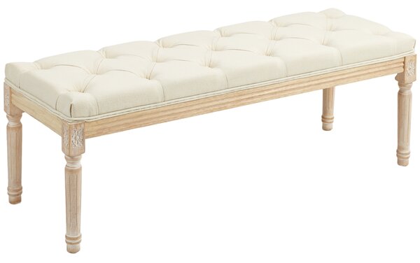 HOMCOM Panca fondo letto capitonné imbottita 115 cm, crema | Aosom Italy