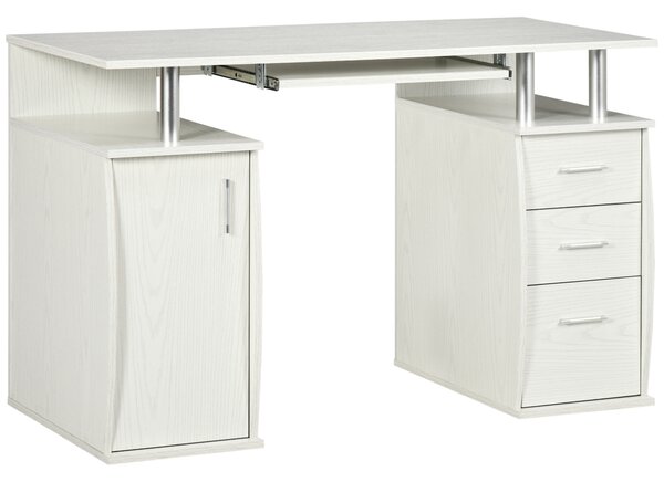 HOMCOM Scrivania per computer con piano tastiera e 3 cassetti, 120x55 cm, bianco | Aosom Italy