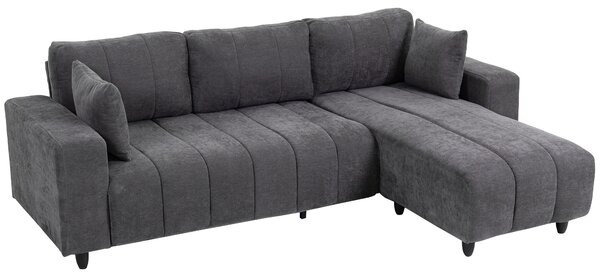 HOMCOM Divano angolare modulabile 3 posti con penisola reversibile, 242 cm, grigio | Aosom Italy