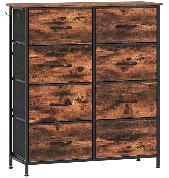 HOMCOM Cassettiera in tessuto con 8 cassetti, 4 tasche e 2 ganci, 86x30x94,5 cm, marrone | Aosom Italy