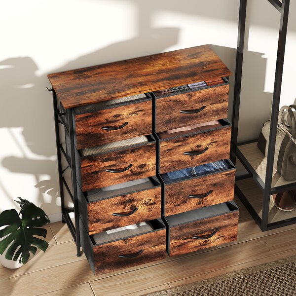 HOMCOM Cassettiera in tessuto con 8 cassetti, 4 tasche e 2 ganci, 86x30x94,5 cm, marrone | Aosom Italy