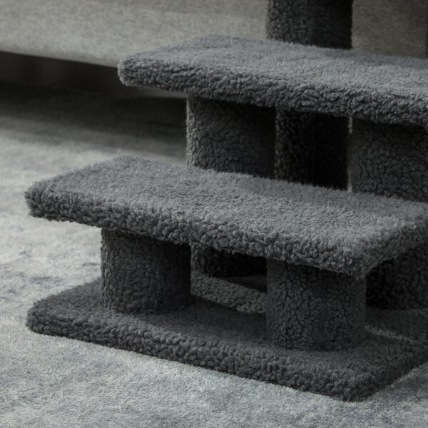 PawHut Scala per gatti a 3 gradini, 45x35x34 cm, grigio | Aosom Italy