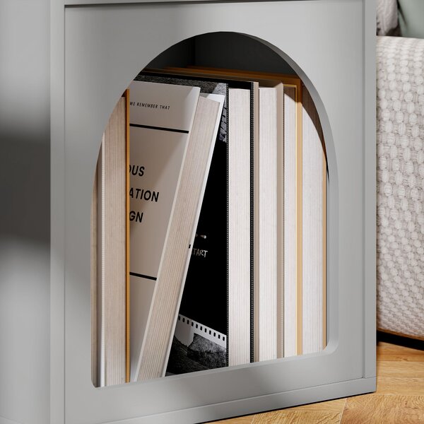 HOMCOM Comodino stretto ad arco con 2 scomparti aperti, 40x30x60 cm, grigio | Aosom Italy