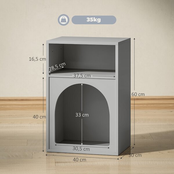 HOMCOM Comodino stretto ad arco con 2 scomparti aperti, 40x30x60 cm, grigio | Aosom Italy