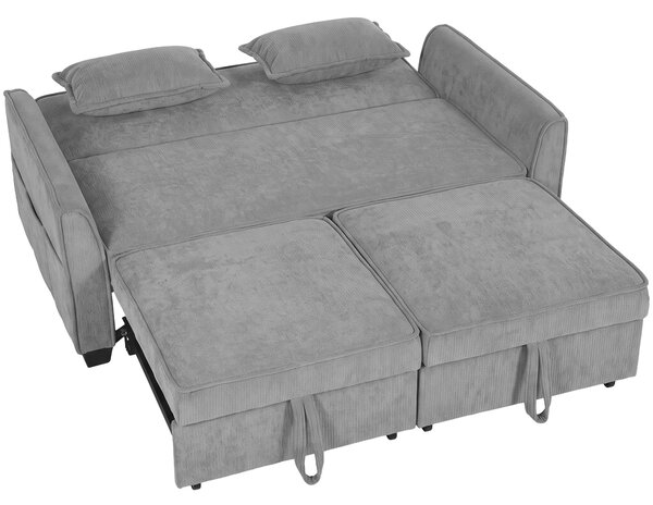 HOMCOM Divano letto 2 posti 4-in-1 a L con schienale regolabile e tasche laterali, grigio | Aosom Italy