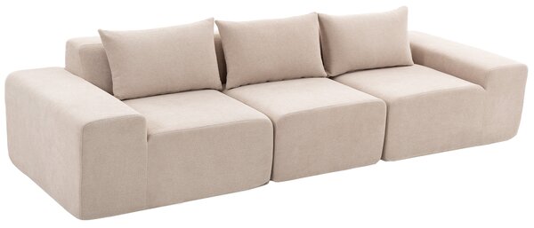 HOMCOM Divano modulare 3 posti in ciniglia 320 cm con seduta e braccioli extra larghi, beige | Aosom Italy