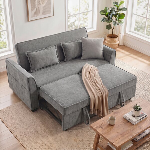 HOMCOM Divano letto 2 posti 4-in-1 a L con schienale regolabile e tasche laterali, grigio | Aosom Italy