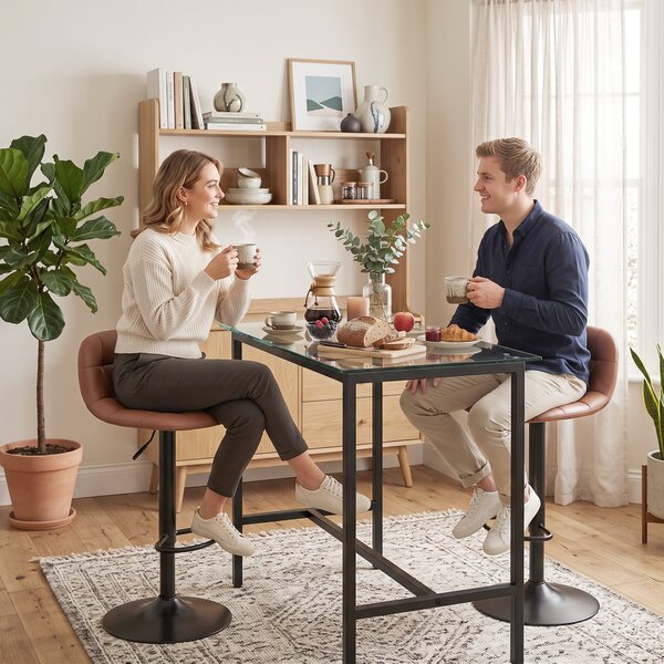 HOMCOM Set 2 sgabelli da bar girevoli 360° in PU, altezza regolabile 76-98 cm, marrone scuro | Aosom Italy