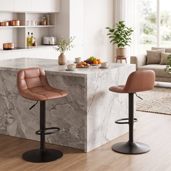 HOMCOM Set 2 sgabelli da bar girevoli 360° in PU, altezza regolabile 76-98 cm, marrone scuro | Aosom Italy