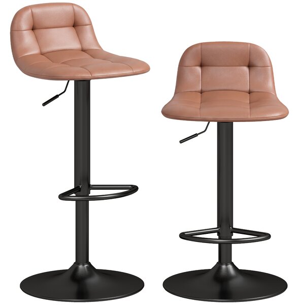 HOMCOM Set 2 sgabelli da bar girevoli 360° in PU, altezza regolabile 76-98 cm, marrone scuro | Aosom Italy
