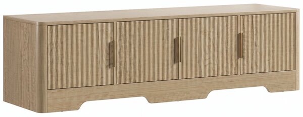 HOMCOM Mobile TV 152 cm con 4 ante scanalate e ripiani regolabili, rovere | Aosom Italy