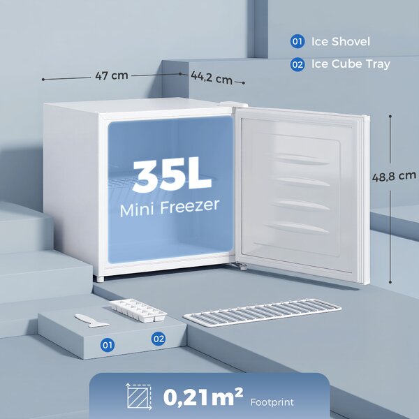 HOMCOM Mini congelatore elettrico 35 L da 161 W, 47x44,2x48,8 cm, bianco | Aosom Italy