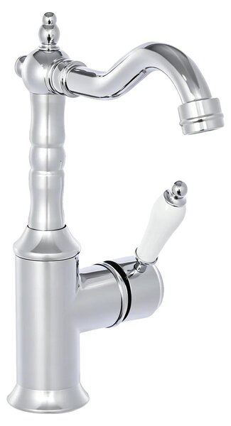 Miscelatore per lavabo, stile antico, con bocchetta girevole a 360°, finitura argento