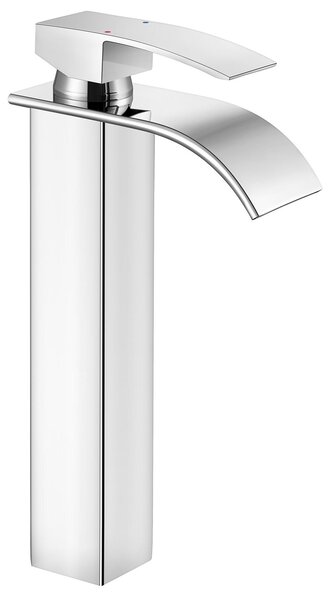 Miscelatore per lavabo, design a cascata, finitura cromata lucida, cromo, attacco G3/8