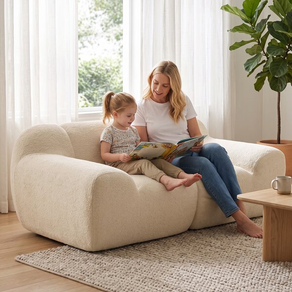 HOMCOM Divano 2 posti in chenille 174 cm con seduta e braccioli larghi imbottiti, beige | Aosom Italy