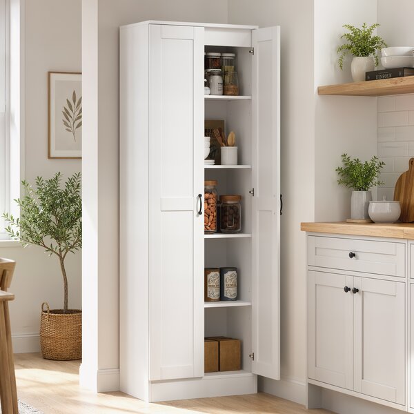 HOMCOM Dispensa da cucina 175 cm con ante soft-close e ripiani regolabili, bianco | Aosom Italy