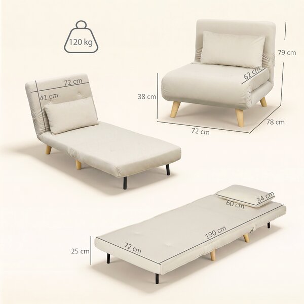 HOMCOM Poltrona relax 2-in-1 trasformabile in letto per ospiti, 72x78x79 cm, grigio | Aosom Italy