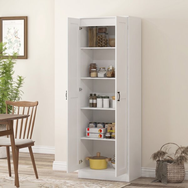HOMCOM Dispensa da cucina 175 cm con ante soft-close e ripiani regolabili, bianco | Aosom Italy