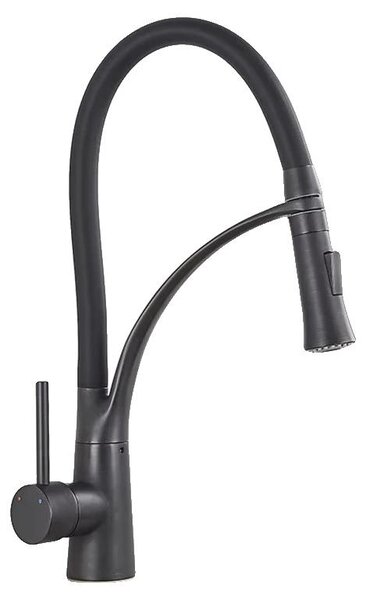 Miscelatore per lavello da cucina, design estraibile, robusta struttura in ottone, finitura nero opaco