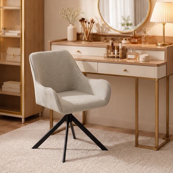HOMCOM Set 2 sedie da pranzo girevoli con braccioli e struttura in metallo, beige | Aosom Italy