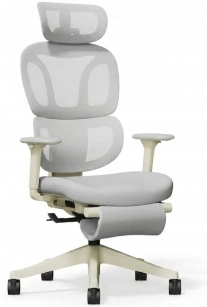 Sedia da ufficio ergonomica con poggiapiedi BS5WG-F2, poggiatesta 2D, grigia - N