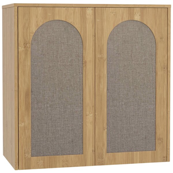 HOMCOM Armadio da parete per bagno con 2 ante effetto rattan soft-close e mensola, rovere | Aosom Italy