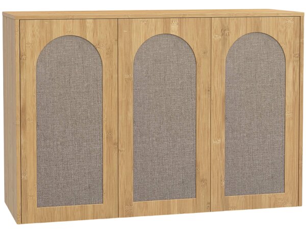 HOMCOM Armadio da parete per bagno con 3 ante effetto rattan soft-close e mensola, rovere | Aosom Italy