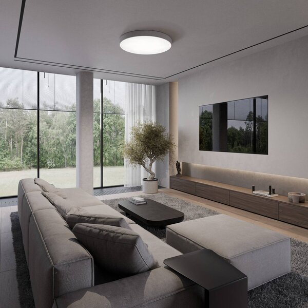 Plafoniera soffitto Cleo 600 TEMAR LIGHTING, dimmerabile, Alluminio / Grigio / Zincato, Soggiorno / Sala da pranzo, Metallo, Moderno, Plafoniera