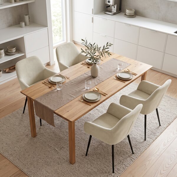 HOMCOM Set 2 sedie da pranzo in velluto a coste con braccioli e schienale, crema | Aosom Italy